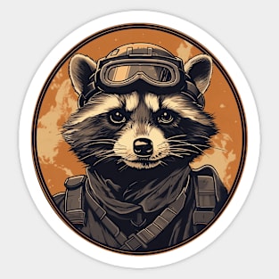 Raccoon Pilot Aviator Vintage Portrait Sticker